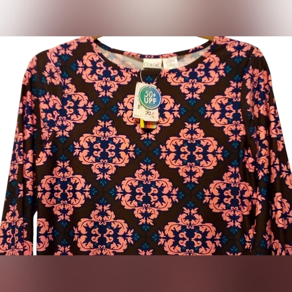 All For Color - 50+ UPF Protectíon, Magnolia Rd, Boatneck, Shift Dress, 3/4 Bell - Picture 13 of 15